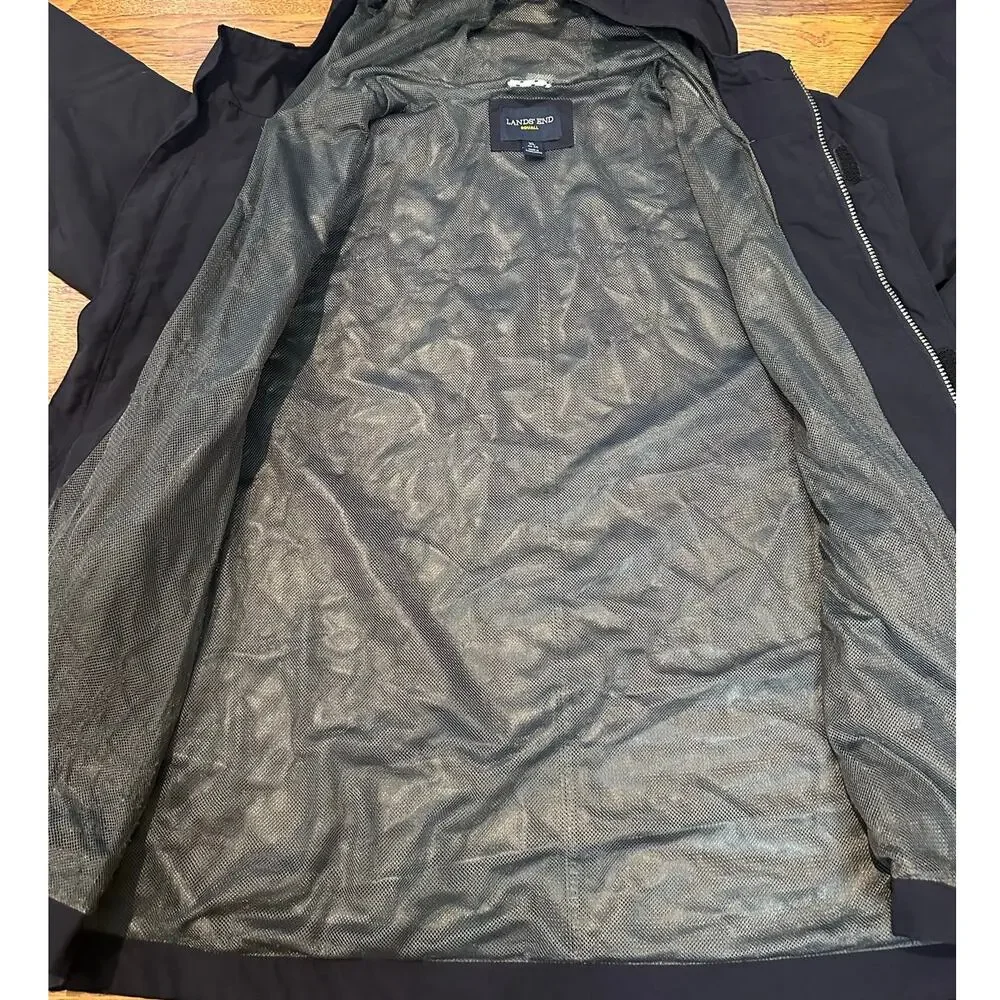 Land's End Squall Rain Jacket Men's Navy Size XL Waterproof Full Zip Lightweight